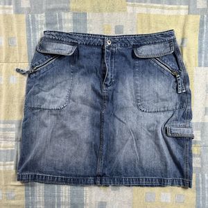 Moving On Denim Blue Pocketed Casual Women's Skirt Sz 18W Style# 342062